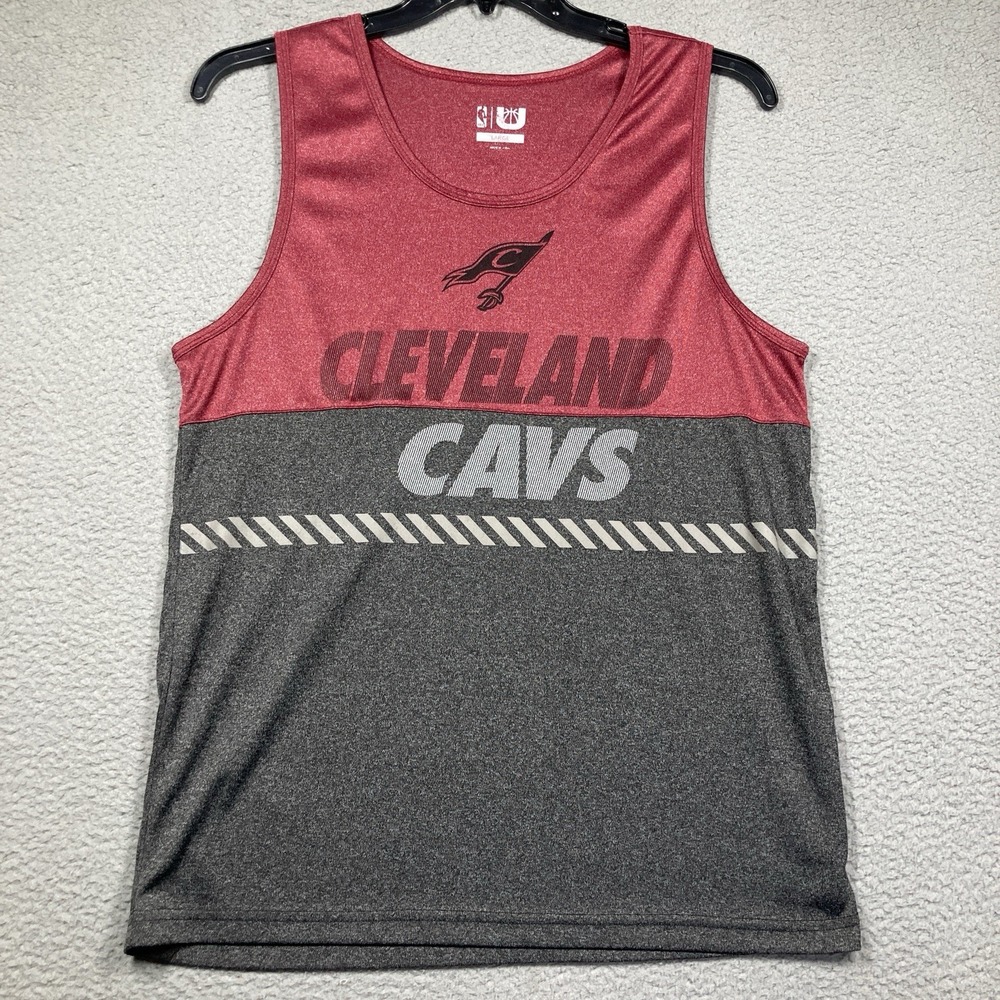 Cleveland Cavs Shirt Mens Large Gray Maroon Sleeveless Tank NBA Basketball